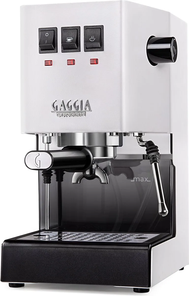 New Classic E24 Espressomachine - 58 mm Professionele Filterdrager - Messing Boiler - Professionele Stoompijp - Polar White van Gaggia in Wit – productfoto