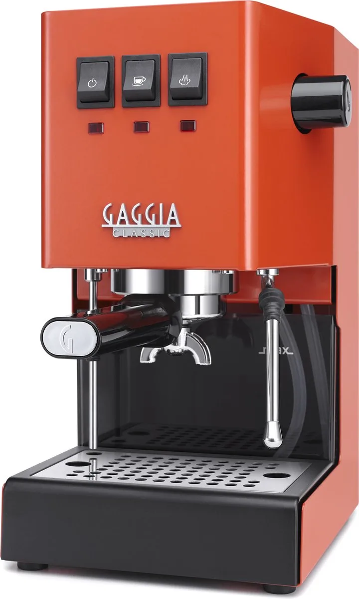 New Classic E24 Espressomachine - 58 mm Professionele Filterdrager - Messing Boiler - Professionele Stoompijp - Lobster Red van Gaggia in Oranje – productfoto