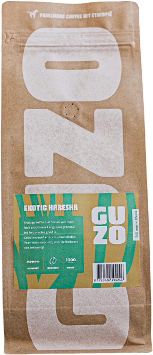 Exotic Habesha Koffiebonen 1000 gram 100% Arabica Light Roast Gebrand en Verpakt in Ethiopië