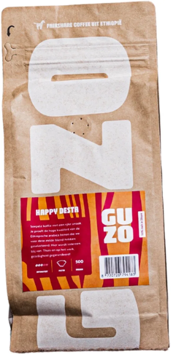 GUZO Coffee 500 gram Happy Desta filterkoffie - 100% Made in Ethiopia