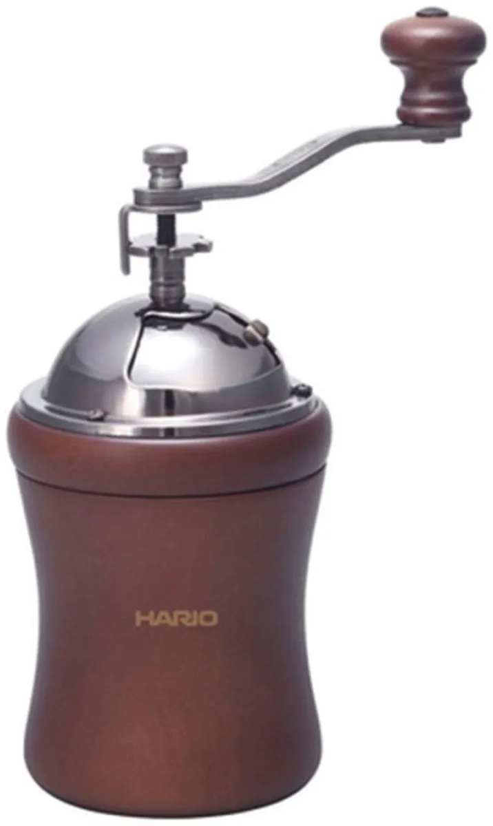 Dome Koffiemolen handmatig, keramisch molenstenen van Hario in Bruin – productfoto