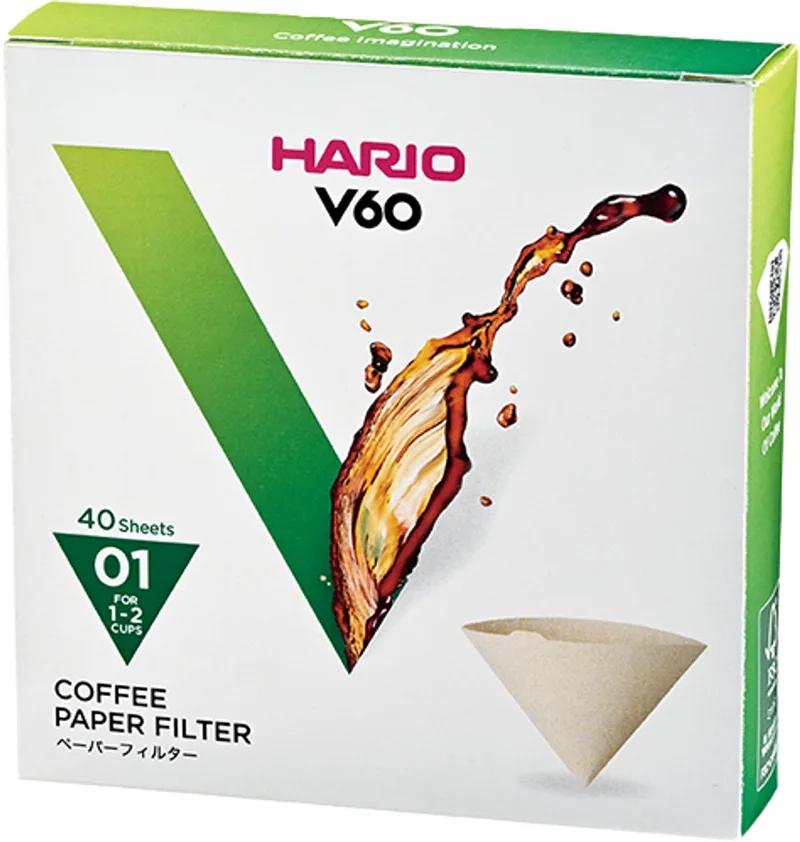V60 Filterpapier - 01 Size - 40 stuks van Hario in Bruin – productfoto