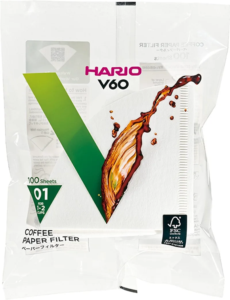 V60 Koffiefilters - 01 Size - 100 stuks van Hario in Wit – productfoto