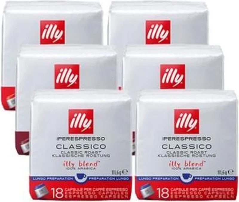 Iperespresso - koffiecapsules - Classico Lungo - 6 x 18 capsules van illy – productfoto