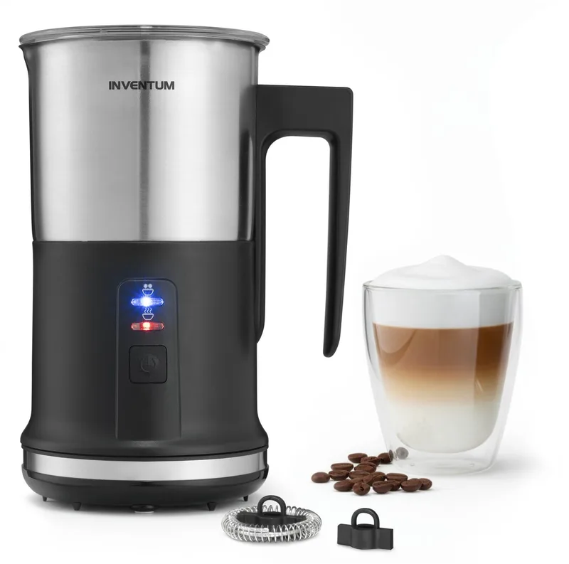 MK350 - Elektrische melkopschuimer - 115/240 ml - Warm/koud opschuimen - Verwarmen - PFAS vrij - Antikleeflaag - Zwart/RVS van Inventum in Zwart – productfoto