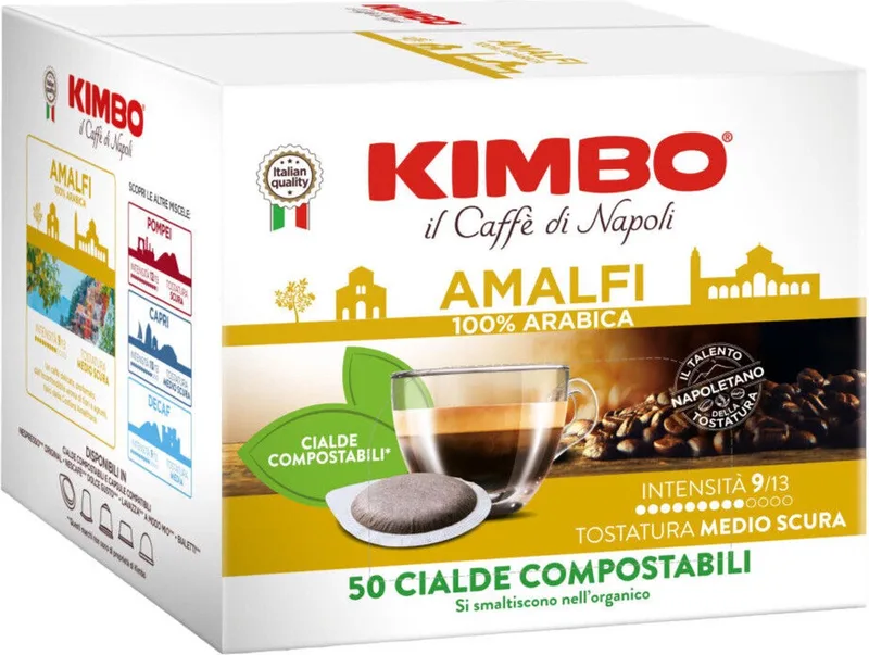 Amalfi – ESE 44mm Koffiepads (50 stuks) | Zachte en aromatische Italiaanse espresso van Kimbo – productfoto