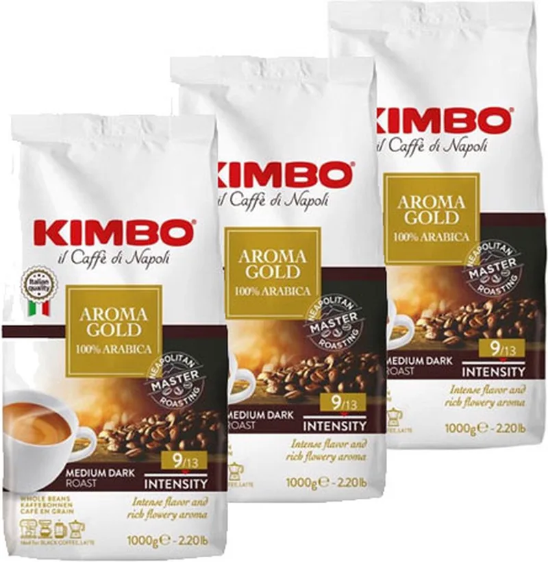 Aroma Gold - koffiebonen - 3 x 1 kilo van Kimbo – productfoto