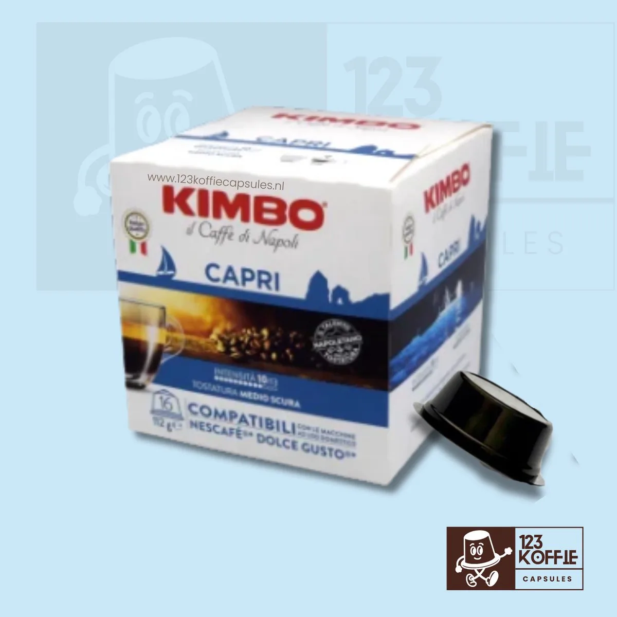 Capri capsules Dolce Gusto 16 stuks – Aromatische espresso de Kimbo – photo produit