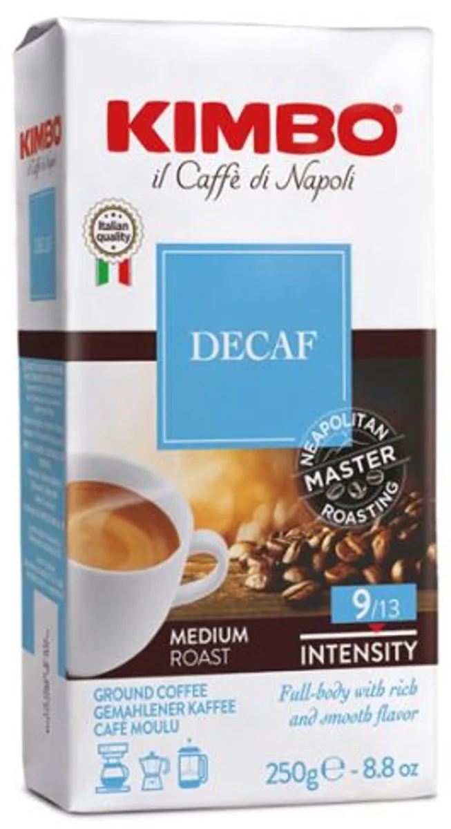 decaffeïnato (250gr gemalen koffie) van Kimbo – productfoto