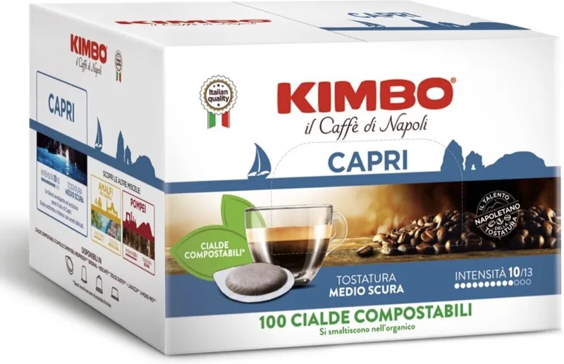 ESE Servings - Capri (100 st.) - Intensiteit 10/13 - Koffiepads 44mm - Italiaanse Espresso Koffie van Kimbo – productfoto