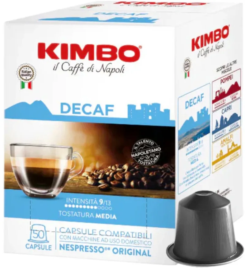 il Caffe di Napoli Decaf - 50 Koffiecups Compatibel met Nespresso Coffee Machine van Kimbo – productfoto