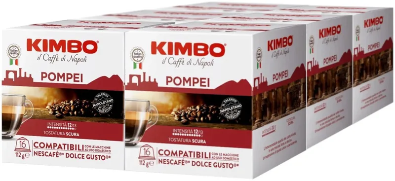il Caffe di Napoli Pompei - Multipack - 96 (6x16) Koffiecups Compatibel met Nescafe Dolce Gusto van Kimbo – productfoto