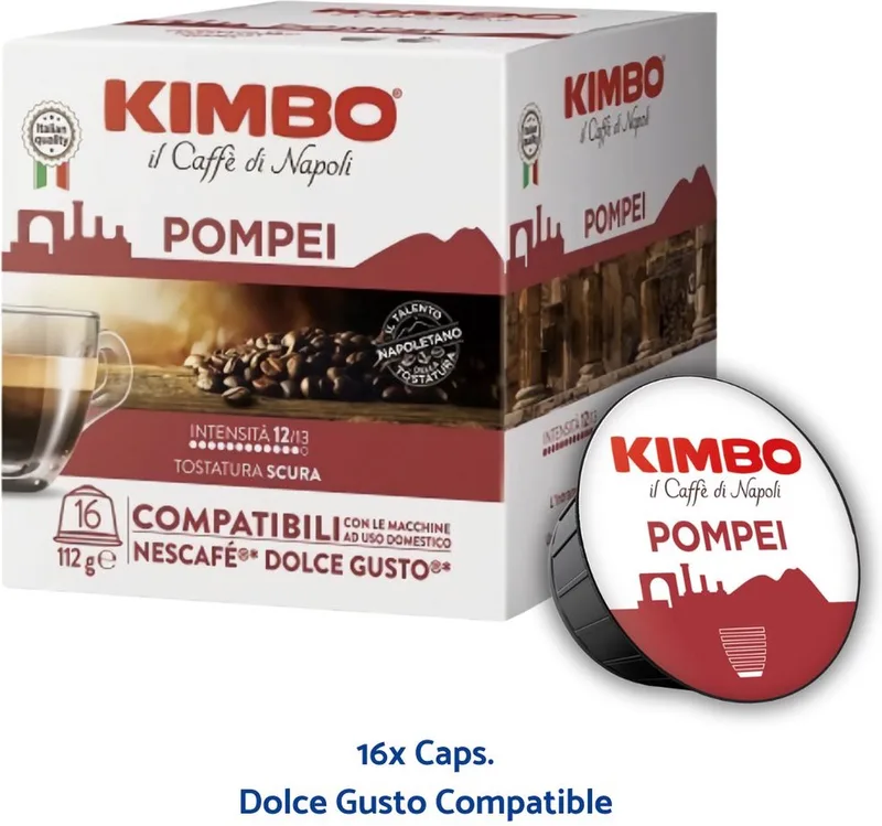 Pompei Espresso Koffie - Dolce Gusto Koffiecups 16st. van Kimbo – productfoto