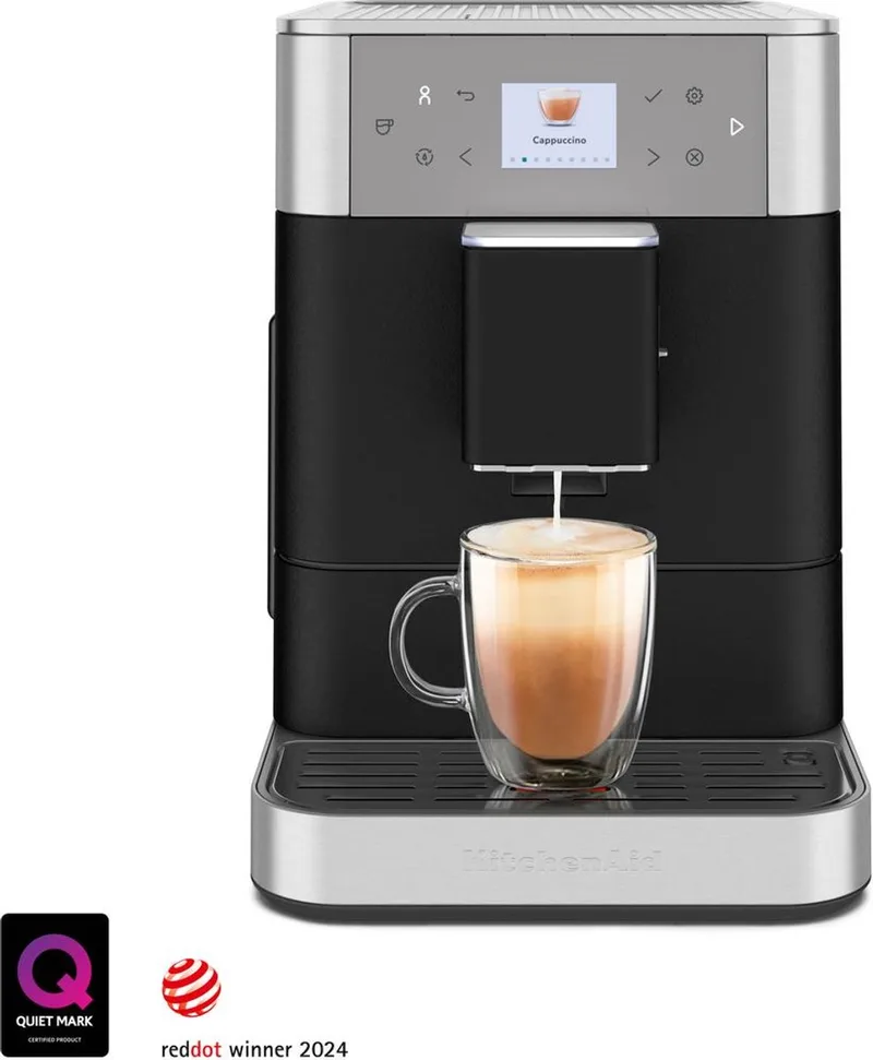 Volautomatische Espressomachine KF6 - koffiemachine met 15 receptopties en automatische melkopschuimer van KitchenAid in Vulkaanzwart – productfoto