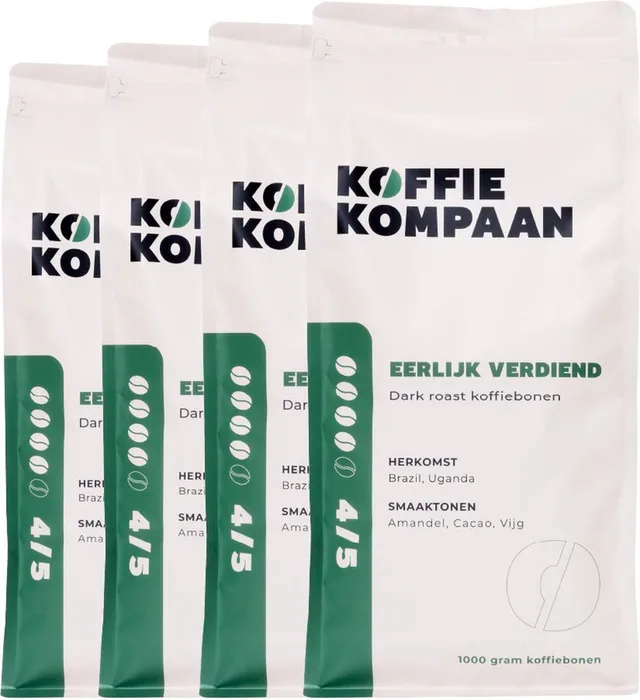 Koffiebonen Eerlijk Verdiend Voordeeldoos 4x1kg