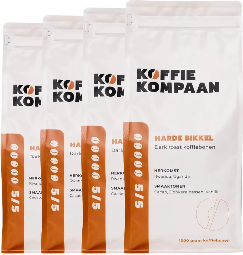 Koffiebonen Harde Bikkel Voordeeldoos 4x1kg van Koffiekompaan – productfoto