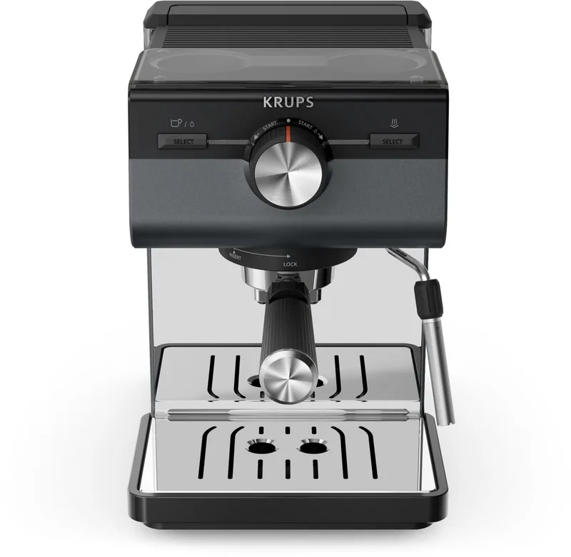 Authentic+ C40 XP384G - Pistonmachine - Inclusief Melkopschuimer - Stijlvol Design - Compact - Geschikt voor Espresso en Latte fra Krups i Sort – produktbillede