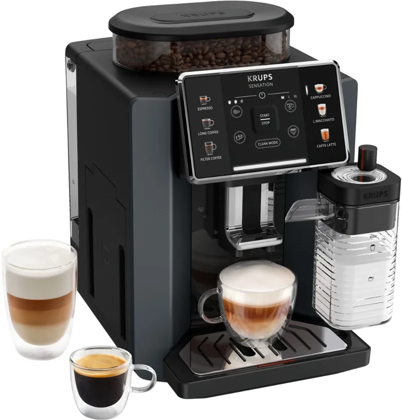 EA912B Sensation Milk M90 Volautomatische espressomachine van Krups in Zwart – productfoto