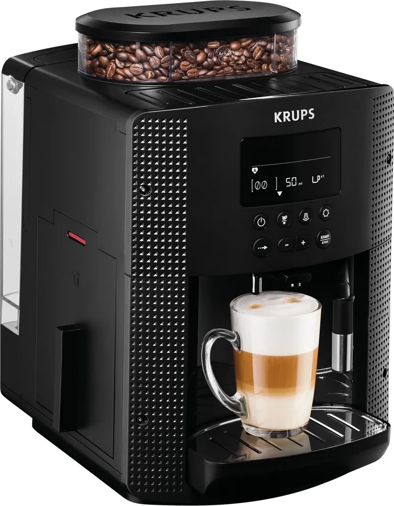 Essential EA8150 - Volautomatische Espressomachine - Thermoblock-systeem - Personaliseren en Favorieten Opslaan - Koffiemachine met bonen van Krups in Zwart – productfoto
