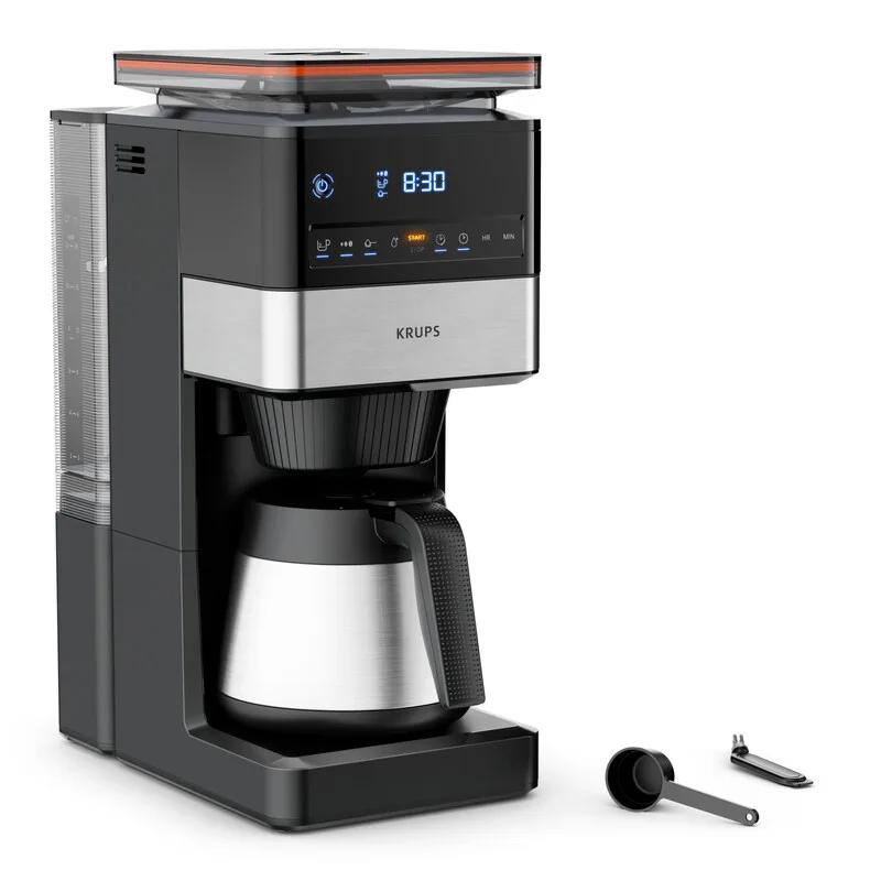 Grind Aroma XL, Filterkaffeemaschine, Abnehmbares Kegelmahlwerk, Isolierkanne, 1,25 L Fassungsvermögen für 10-15 Tassen, KT842810 de Krups – photo produit