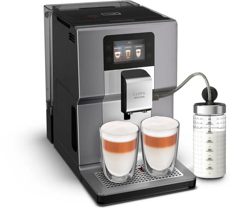 Intuition Preference+ EA875E - Volautomatische Espressomachine - 15 Koffierecepten - Touchscreen - Personaliseerbaar - Zilver van Krups in Zwart – productfoto