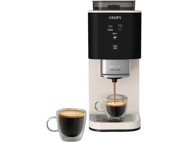 Kaffeevollautomat Coffee Crush SA4001 für Espresso & Lungo, platzsparend mit 15 cm Breite, frisch gemahlene Bohnen oder vor-gemahlen, einfache Reinigung von Krups – Produktfoto
