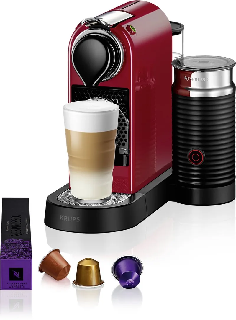Nespresso Citiz & Milk XN7615 - Koffiecupmachine - Inclusief Melkopschuimer - Compact by Krups in Red – product photo
