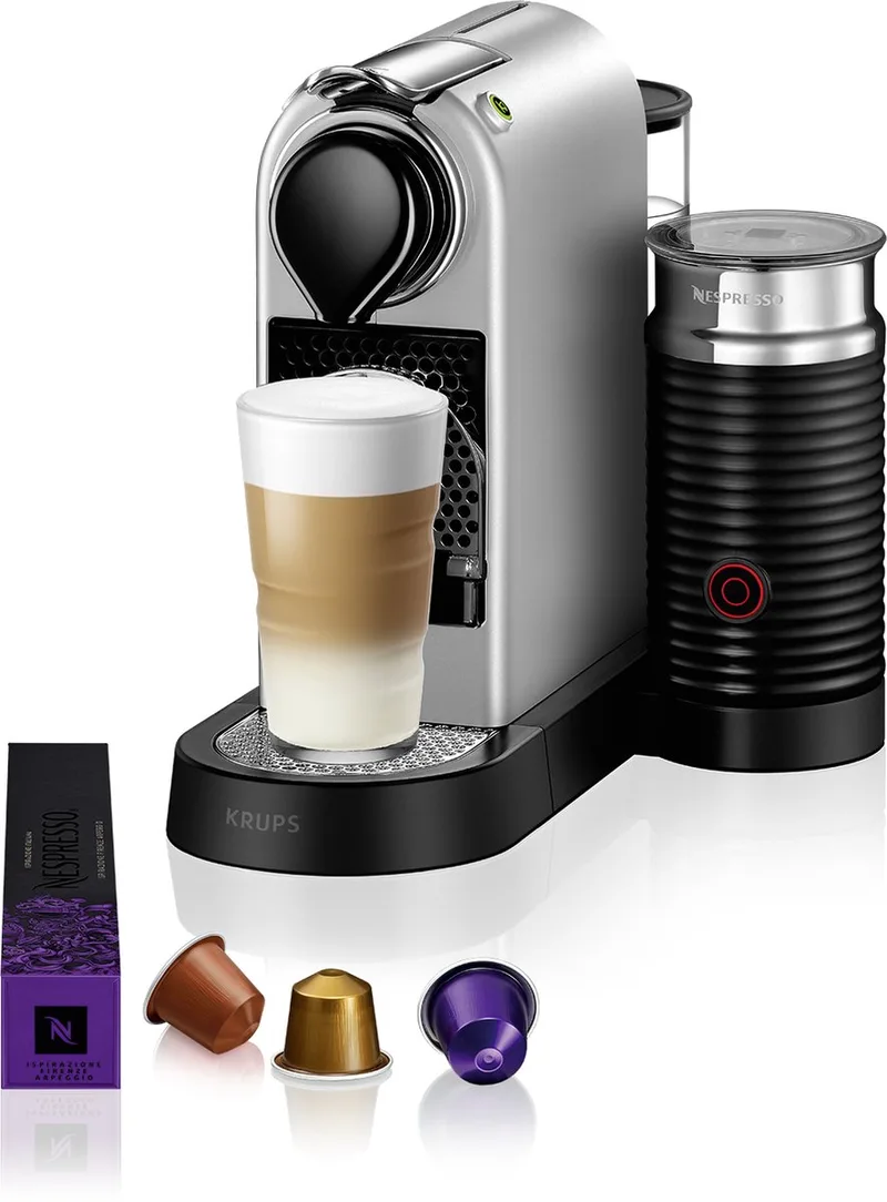 Nespresso Citiz & Milk XN761B - Koffiecupmachine - Met Melkopschuimer - Compact - Retro Design van Krups in Zilver – productfoto