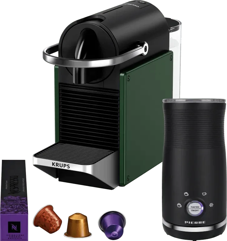 Nespresso Pixie XN3063 + Pierre Melkopschuimer van Krups – productfoto