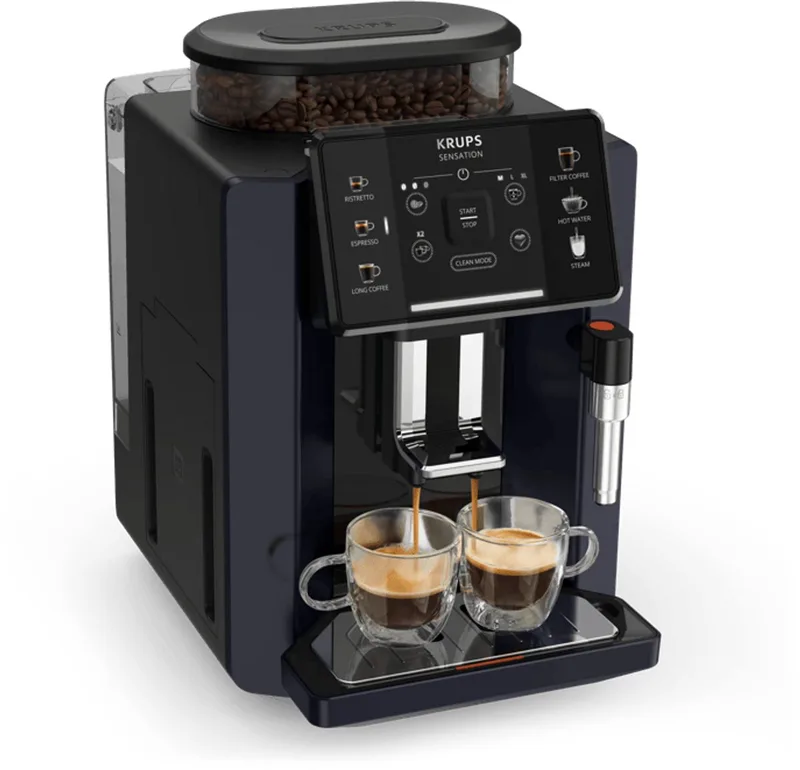 Sensation C50 EA910B - Volautomatische Espressomachine - Favorieten Opslaan - Koffiemachine met bonen van Krups in Nachtzwart – productfoto