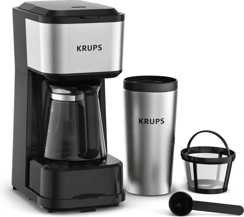 Simply Brew KM207D10 - 3-in-1 Filter koffiezetapparaat - Inclusief Isotherme drinkbeker by Krups in Black – product photo