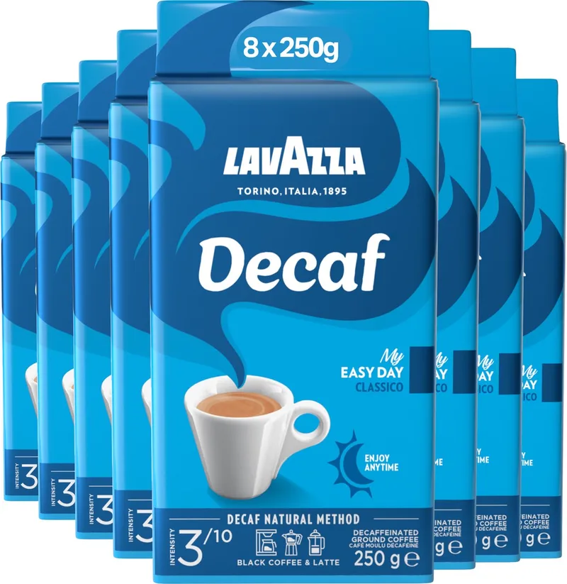 Caffe Decaffeinato Filterkoffie - Gemalen Koffie Caffeïnevrij - Arabica & Robusta Blend - Intensiteit: 3/10 - 8 x 250 gram van Lavazza – productfoto