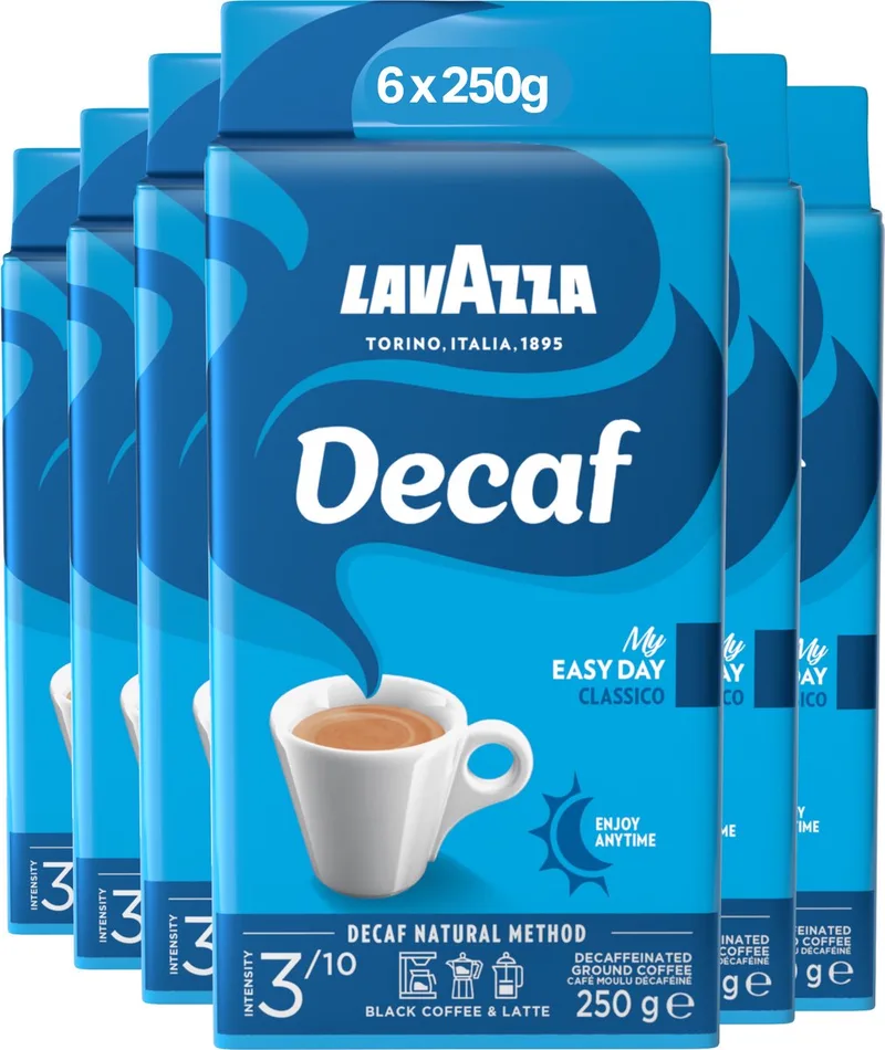 Caffe Decaffeinato Filterkoffie - Gemalen Koffie Caffeïnevrij - Arabica & Robusta Blend - Intensiteit: 3/10 - 6 x 250 gram de Lavazza – photo produit