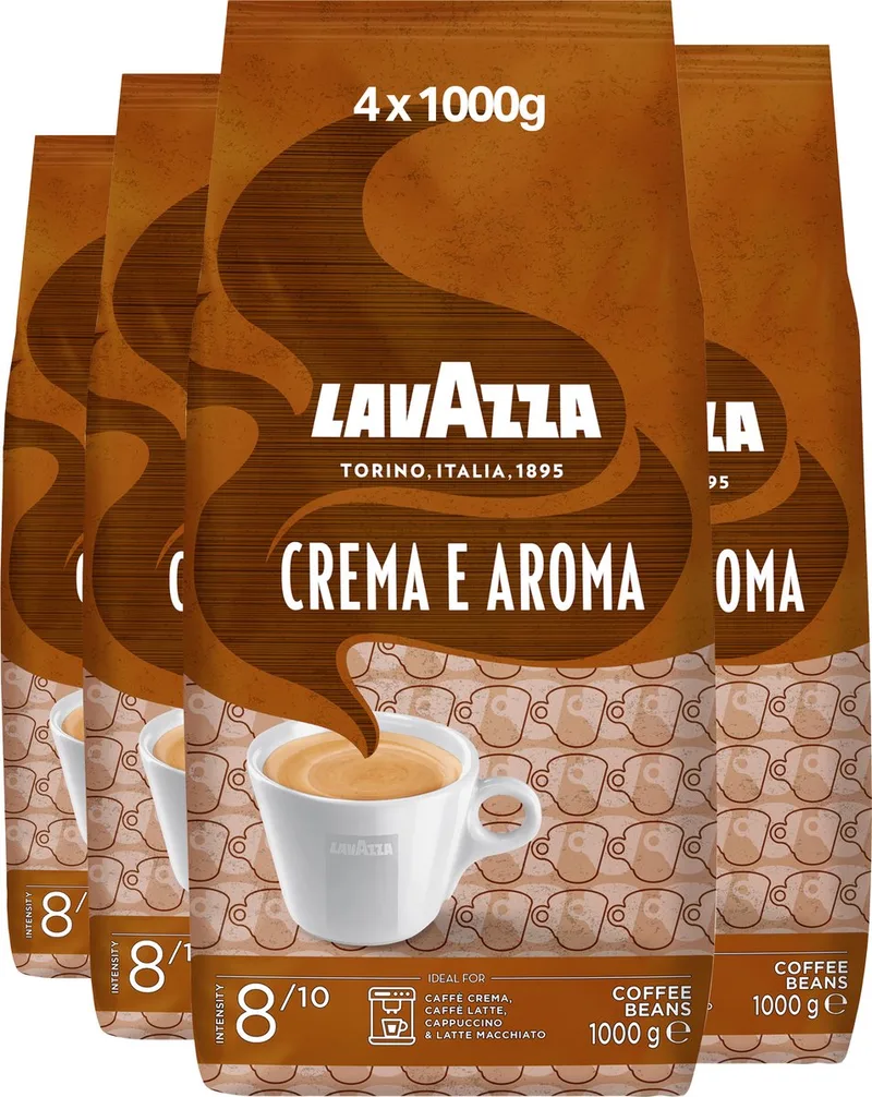 Crema e Aroma Koffiebonen - Koffie Blend van Robusta en Arabica Bonen - Intensiteit 8/10 - 4 x 1 kg från Lavazza – produktbild