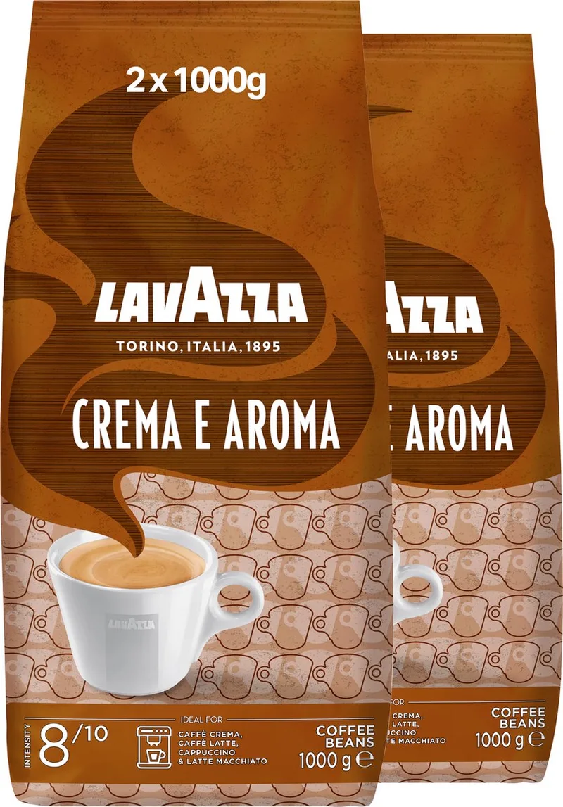 Crema e Aroma Koffiebonen - Koffie Blend van Robusta en Arabica Bonen - Intensiteit 8/10 - 2 x 1 kg fra Lavazza – produktbillede