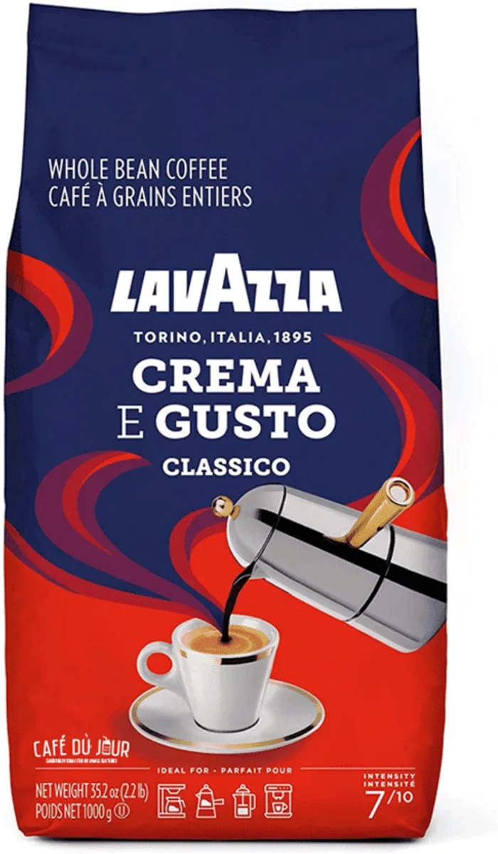 Crema e Gusto Classico Koffiebonen - Koffie Blend van Robusta en Arabica Bonen - Intensiteit 7/10 - 1 kg van Lavazza – productfoto