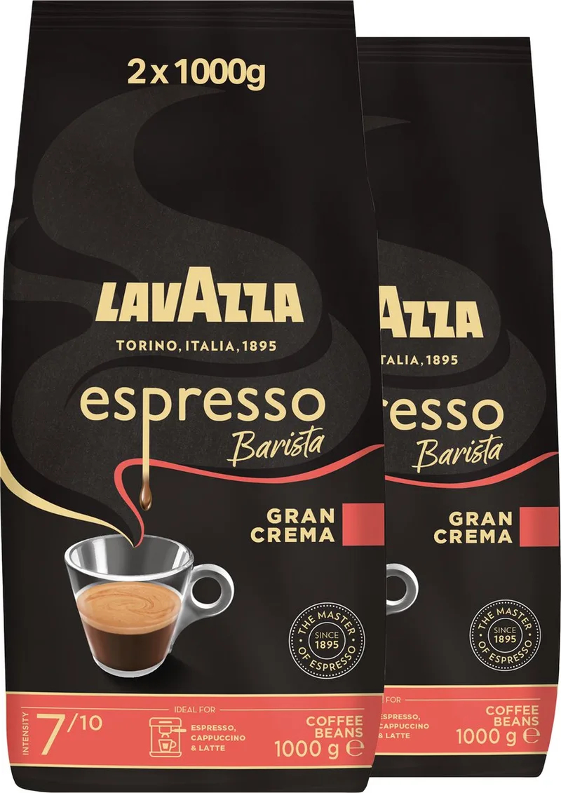 Espresso Barista Gran Crema Koffiebonen - Koffie Blend van Robusta en Arabica Bonen - Intensiteit 8/10 - 2 x 1 kg från Lavazza – produktbild