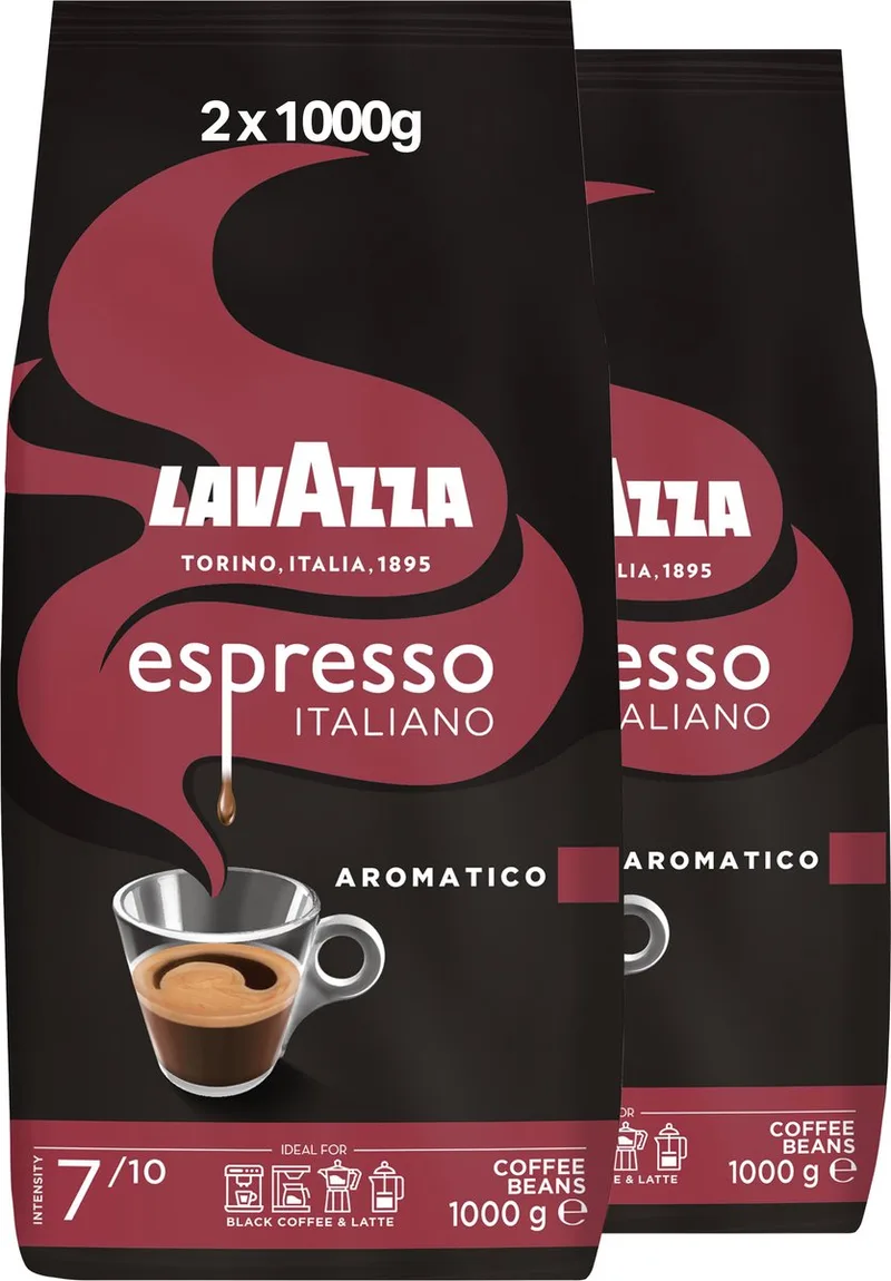 Espresso Italiano Aromatico Koffiebonen - Koffie Blend van Robusta en Arabica Bonen - Intensiteit 7/10 - 2 x 1000 gram van Lavazza – productfoto