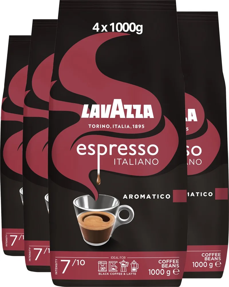 Espresso Italiano Aromatico Koffiebonen - Koffie Blend van Robusta en Arabica Bonen - Intensiteit 8/10 - 4 x 1 kg by Lavazza – product photo