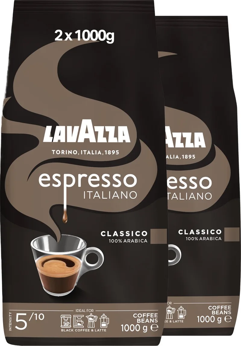 Espresso Italiano Classico Koffiebonen - 100% Arabica Koffie Bonen - Intensiteit 5/10 - 2 x 1 kg från Lavazza – produktbild