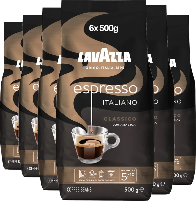 Espresso Italiano Classico Koffiebonen - 100% Arabica Koffie Bonen - Intensiteit 5/10 - 6 x 500 gram van Lavazza – productfoto
