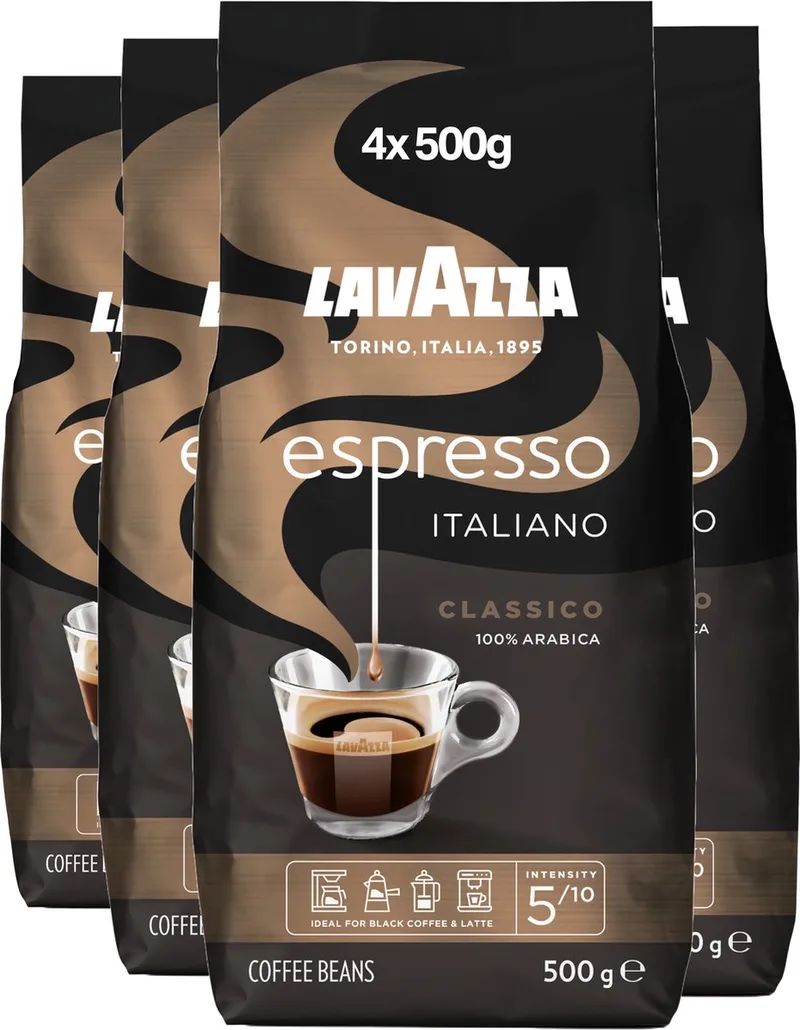 Espresso Italiano Classico Koffiebonen - 100% Arabica Koffie Bonen - Intensiteit 5/10 - 4 x 500 gram från Lavazza – produktbild