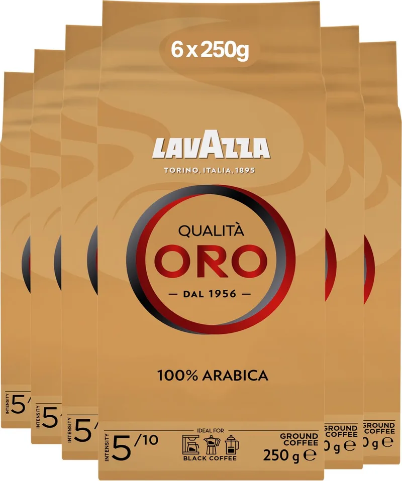 Qualità Oro Filterkoffie - Gemalen Koffie - 100% Arabica Bonen - Intensiteit 5/10 - 6 x 250 gram van Lavazza – productfoto