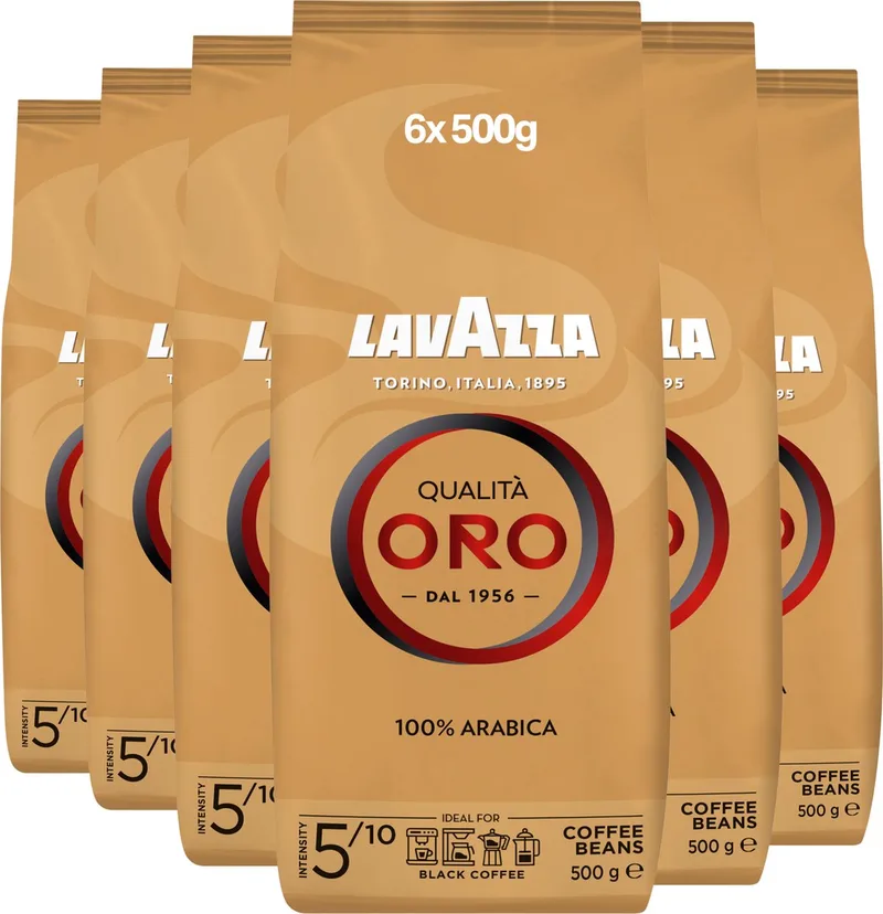 Qualità Oro Koffiebonen - 100% Arabica Koffie Bonen - Intensiteit 5/10 - 6 x 500 gram by Lavazza – product photo