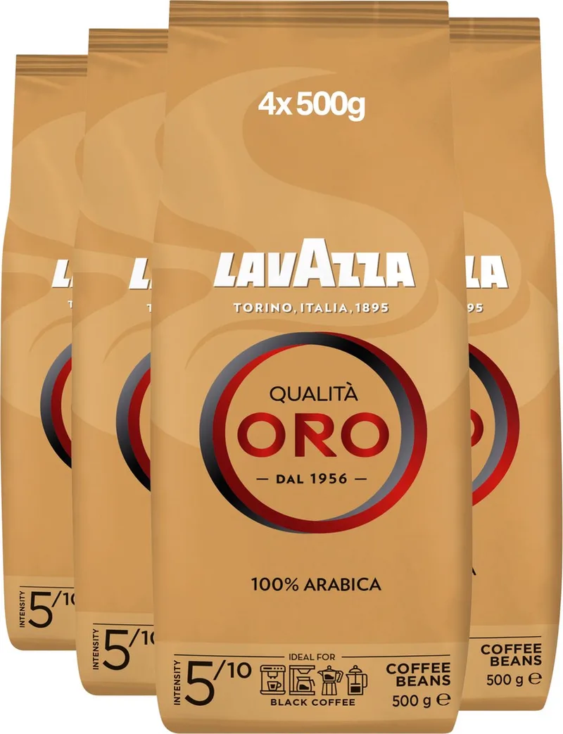 Qualità Oro Koffiebonen - 100% Arabica Koffie Bonen - Intensiteit 5/10 - 4 x 500 gram van Lavazza – productfoto