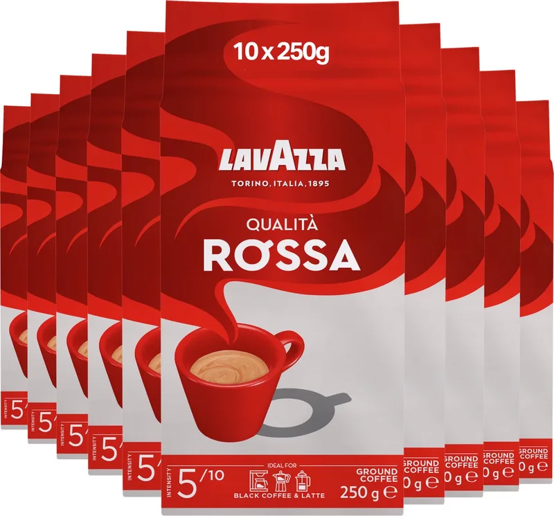 Qualità Rossa Filterkoffie - Gemalen Koffie - 100% Arabica Bonen - Intensiteit 5/10 - 10 x 250 gram van Lavazza – productfoto