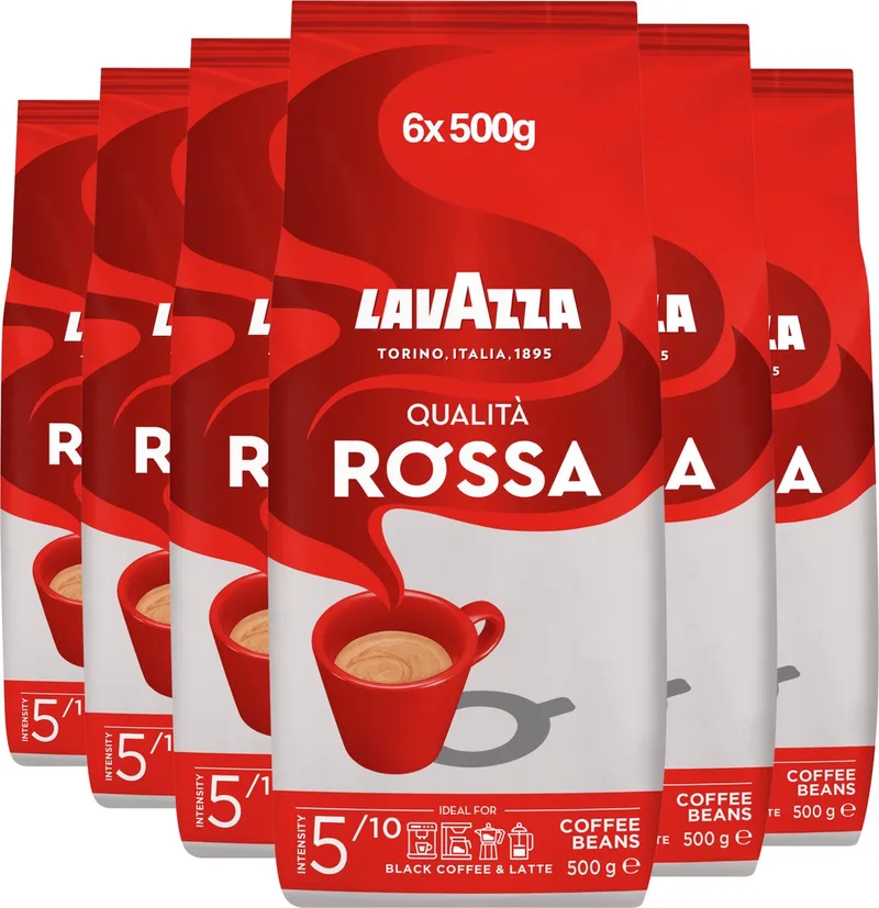 Qualità Rosso Koffiebonen - Koffie Blend van Robusta en Arabica Bonen - Intensiteit 5/10 - 6 x 500 gram fra Lavazza – produktbillede