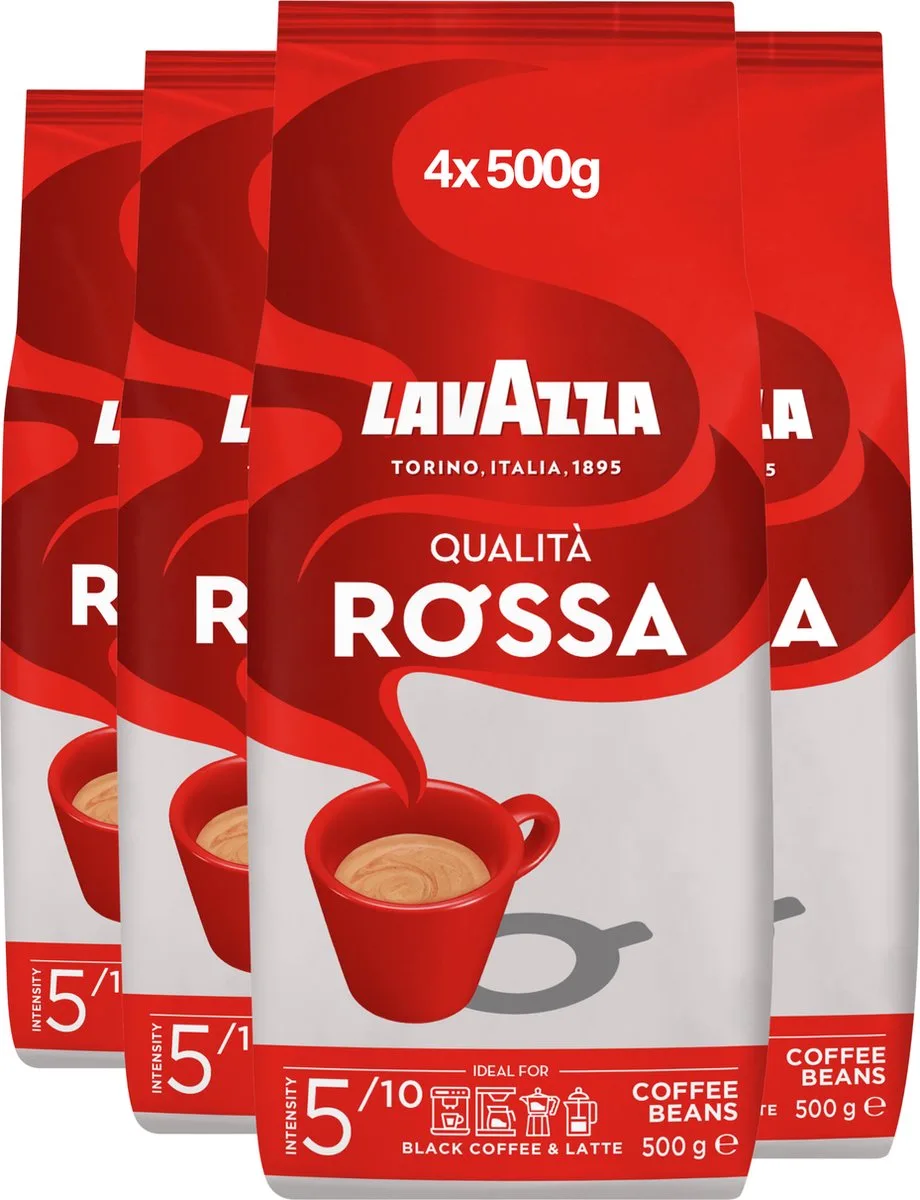 Qualità Rosso Koffiebonen - Koffie Blend van Robusta en Arabica Bonen - Intensiteit 5/10 - 4 x 500 gram by Lavazza – product photo