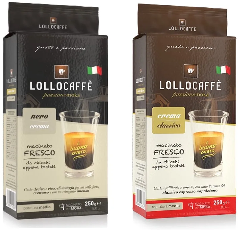 Duo Pack – Nero Crema & Crema Classico – 2 x 250g Gemalen Koffie van Lollo Caffè – productfoto
