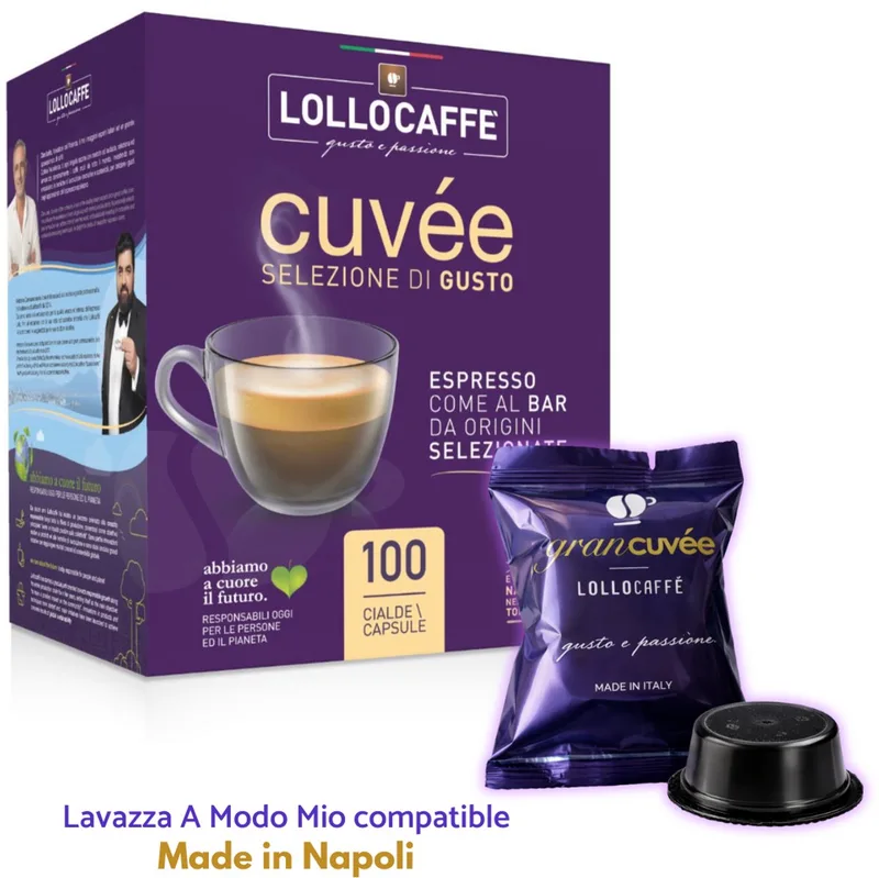 Gran Cuvée capsules – Compatibel met Lavazza A Modo Mio – Italiaanse espresso – Intens & romig van Lollo Caffè – productfoto